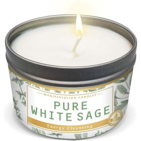 Manifestation Candles Pure White Sage Smudge Candle for House Energy Cleansing, Banishes Negative Energy I Purification and Chakra Healing - Natural S