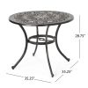 Outdoor Round Cast Aluminum Dining Table, Shiny Copper