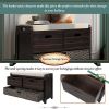 Storage Bench with Removable Basket and 2 Drawers, Fully Assembled Shoe Bench with Removable Cushion (Espresso)