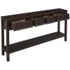 Rustic Entryway Console Table, 60" Long Sofa Table with two Different Size Drawers and Bottom Shelf for Storage (Espresso)