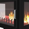 1000W/1500W 24" Electric Fireplace Stove, Freestanding Fireplace Heater with Realistic Flame, Adjustable Temperature, Black-AS