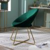 Slatina Green Silky Velvet Upholstered Accent Chair with Gold Tone Finished Base