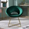 Slatina Green Silky Velvet Upholstered Accent Chair with Gold Tone Finished Base