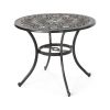 Outdoor Round Cast Aluminum Dining Table, Shiny Copper