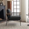 Leisure Lounge Chair Arm Chair with Metal Frame, Upholstered Side Chair Comfy Sitting Chair for Living Room, Black Chenille