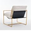 2 Sets 1 Case, Upholstered Hanging Armchair with Arm PocketsMetal frame, gold-plated craftsmanship, crushed foam cushions and skin-friendly woven fabr