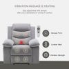 Power Recliner Chair with Adjustable Massage Function, Velvet Electric Power Chair for Elderly with One Side Pockets, Recliner Chair with Heating Syst