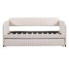 Upholstered Daybed Sofa Bed Twin Size With Trundle Bed and Wood Slat ,Beige