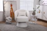 Swivel Accent Chair Armchair, Round Barrel Chair in Fabric for Living Room Bedroom(White)