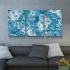 Framed Canvas Wall Art Decor Abstract Painting, Cyan Color Daisy Oil Painting Style Decoration For Restaurant, Kitchen, Dining Room, Office Living Roo