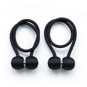 2Pcs Magnetic Curtain Ball Rods Accessoires Backs Holdbacks Buckle Clips Hook Holder Home Decor Tiebacks Tie Rope Accessory (Color: BLACK)