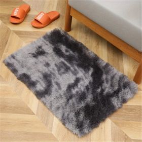 1pc, Tie-Dyed Plush Shag Furry Area Rug for Bedroom, Living Room, Nursery, and Kids Room - Ultra Soft and Fluffy, Washable, Non-Shedding, and Perfect (Color: Tie-dye Dark Gray, size: 23.62*47.24inch)