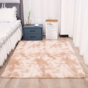 1pc, Plush Silk Fur Rug for Indoor Bedroom and Living Room - Soft and Luxurious Floor Mat (Color: Tie-dye Beige, size: 35.4*59.1 inch)