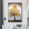 Hand Painted Oil Painting Original Tree Painting on Canvas Large Abstract Gold Big Tower Tree Landscape Acrylic Oil Painting Modern Living Room Wall A