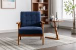 Leisure Chair with Solid Wood Armrest and Feet, Mid-Century Modern Accent chair, for Living Room Bedroom Studio chair