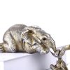 Golden Resin Elephant Sculpture Collectible Figurines Animal Ornaments Cute Bling Elephant Book Decor Presents Antique Gifts